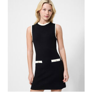French Connection Ruthie Knit Sleeveless Sweater Mini Dress Black & Ivory Size M